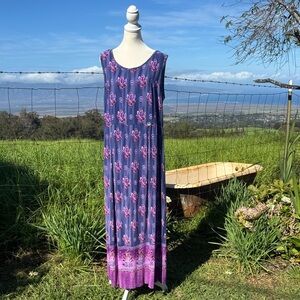 Vintage 90s Kayla G Hawaii Purple Sleeveless Maxi Dress Sundress